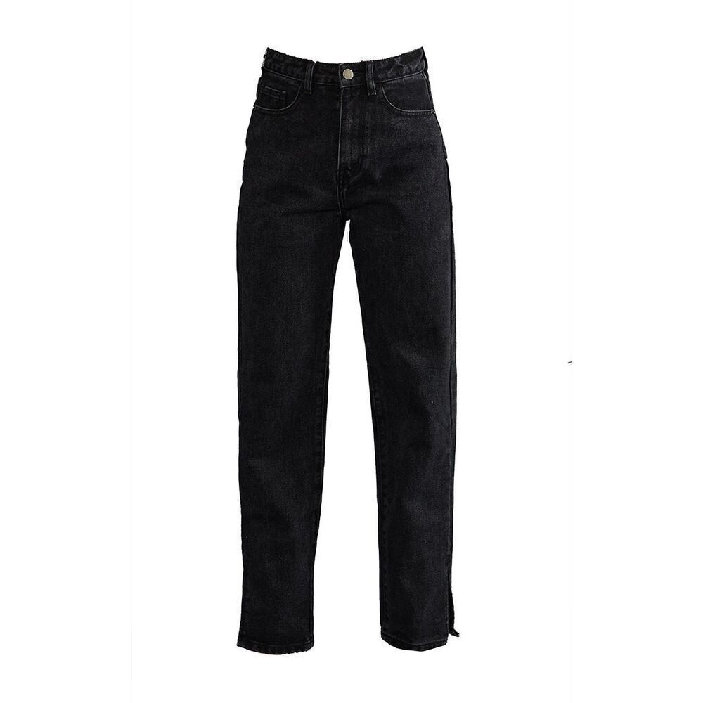 Pretty Little Thing Black Straight Leg Split Hem Jeans NEW NWT